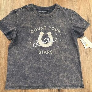 Kittenish Flag Anthem Short Sleeve T-Shirt Grey Lucky Count Your Stars Size S